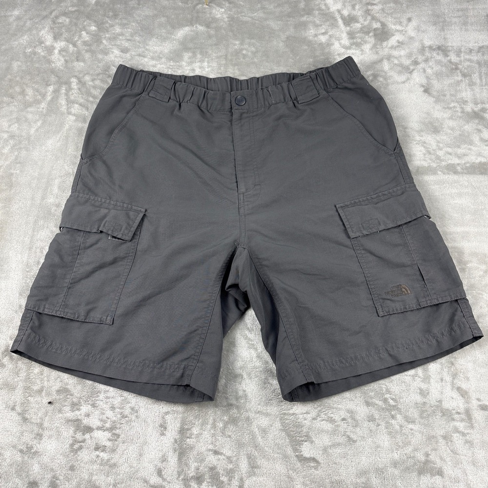 The North Face Mens Cargo Shorts Dark Gray Elastic Waist Hiking Size Large